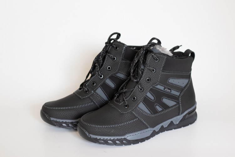Мужские ботинки РБ-1 черно-серый шнурок